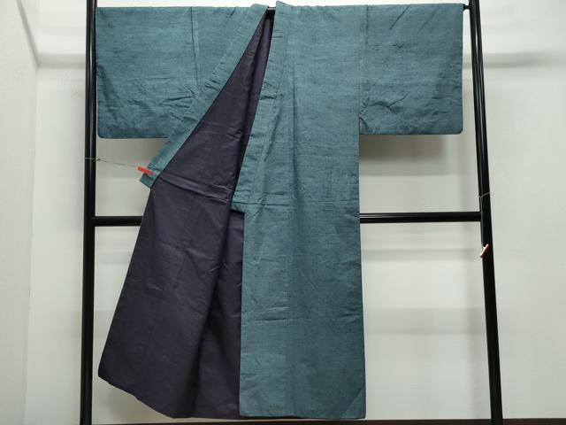 平和屋着物●男性 紬 錆鉄御納戸色 正絹 逸品 CAAX0914vf