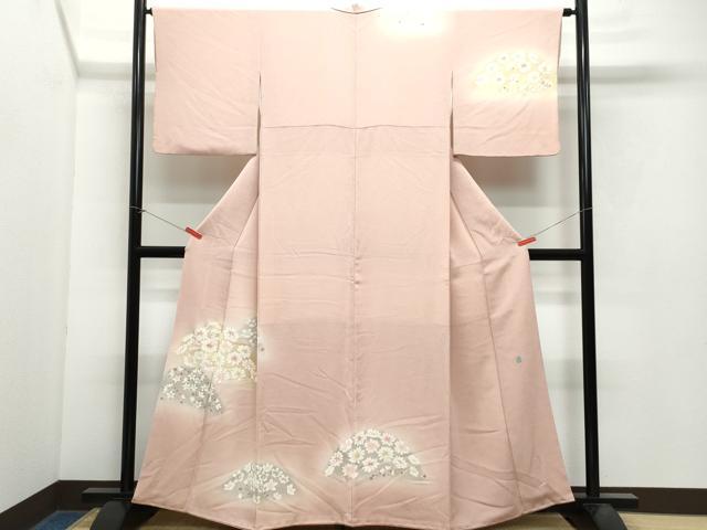 平和屋着物●訪問着 友禅 作家物 舞花文 鬼しぼ縮緬 正絹 逸品 CAAX0925vf