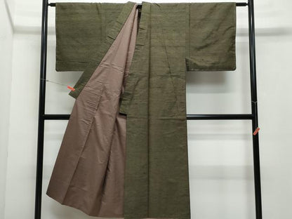 平和屋着物●男性 紬 アンサンブル 涅色 正絹 逸品 CAAX0932vf