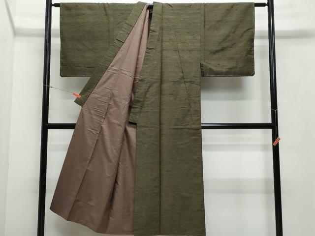 平和屋着物●男性 紬 アンサンブル 涅色 正絹 逸品 CAAX0932vf