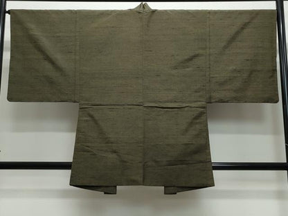 平和屋着物●男性 紬 アンサンブル 涅色 正絹 逸品 CAAX0932vf