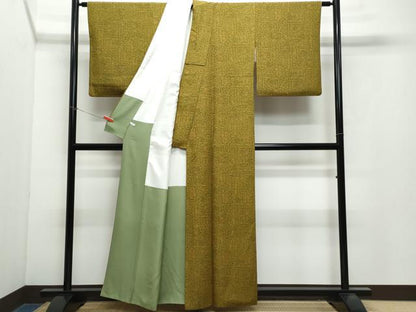平和屋着物●重要無形文化財　人間国宝　中村勇二郎　小紋　更紗花文　正絹　逸品　CAAX0936vf