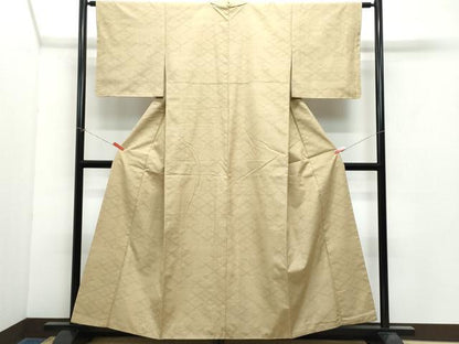 平和屋着物●上質な紬 菱文 正絹 逸品 CAAX0946vf
