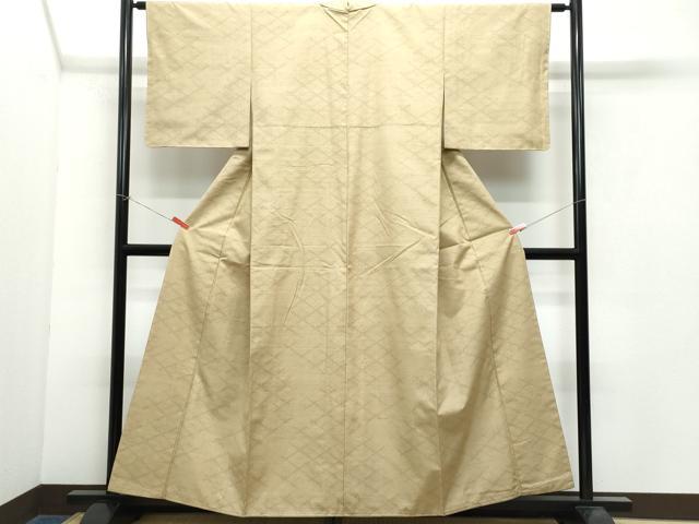 平和屋着物●上質な紬 菱文 正絹 逸品 CAAX0946vf