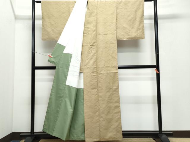 平和屋着物●上質な紬 菱文 正絹 逸品 CAAX0946vf