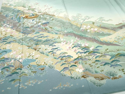 平和屋着物●豪華色留袖　外池雅峰　風景草花文　暈し染め　正絹　逸品　CAAX0948vf