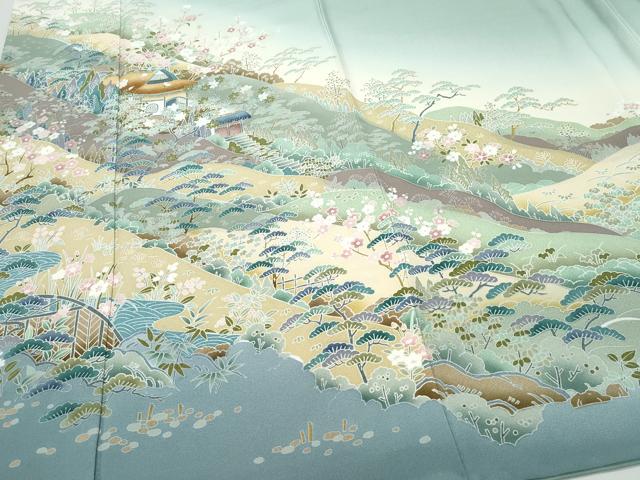 平和屋着物●豪華色留袖　外池雅峰　風景草花文　暈し染め　正絹　逸品　CAAX0948vf