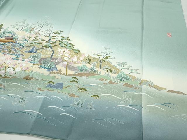 平和屋着物●豪華色留袖　外池雅峰　風景草花文　暈し染め　正絹　逸品　CAAX0948vf