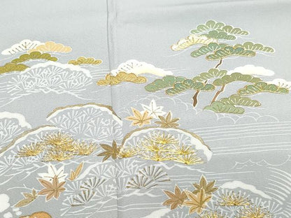 平和屋着物●創業460年・千總 訪問着 駒刺繍 松楓文 金彩 正絹 逸品 CAAX0949vf