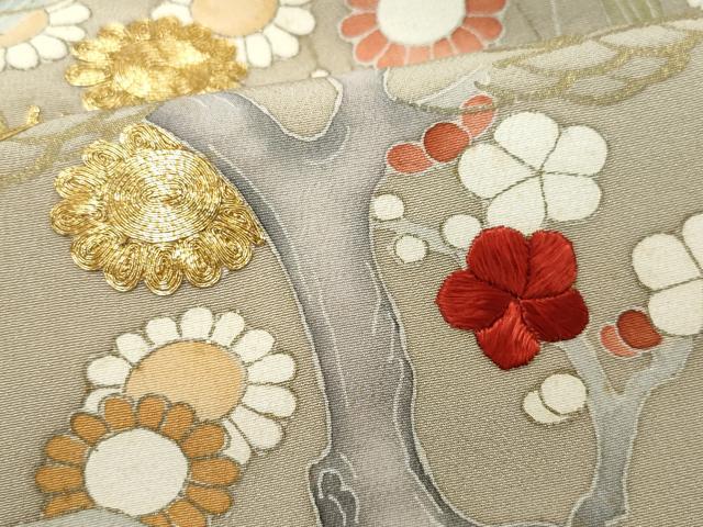 平和屋着物●豪華色留袖 刺繍 流水風景草花文 金彩 正絹 逸品 CAAX0954vf