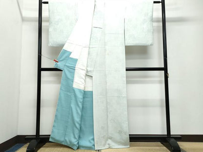 平和屋着物●上質な色無地　楓花唐草地紋　柳鼠色　正絹　逸品　CAAX0956vf