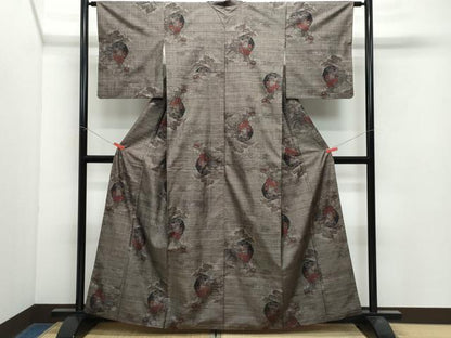 平和屋着物●本場大島紬 9マルキ 風景花文 正絹 逸品 CAAX0957vf