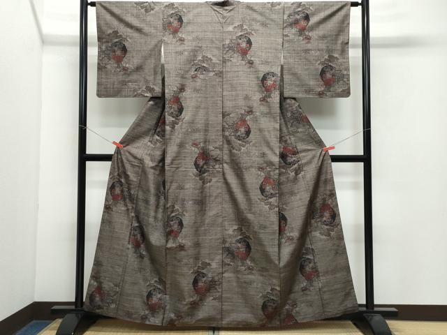 平和屋着物●本場大島紬 9マルキ 風景花文 正絹 逸品 CAAX0957vf