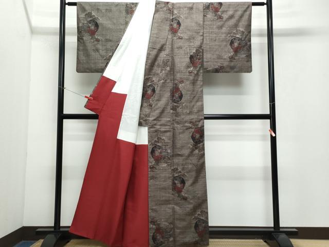 平和屋着物●本場大島紬 9マルキ 風景花文 正絹 逸品 CAAX0957vf