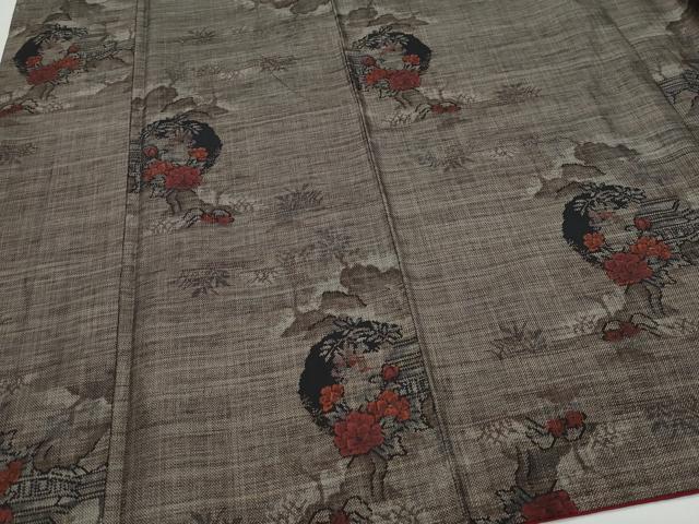 平和屋着物●本場大島紬 9マルキ 風景花文 正絹 逸品 CAAX0957vf