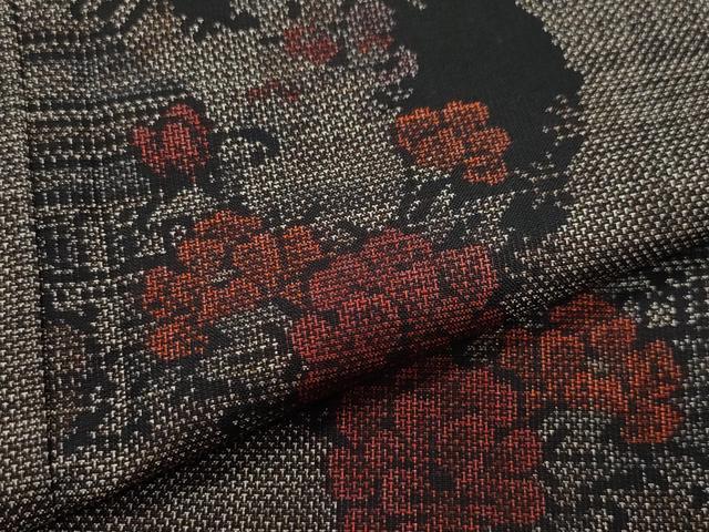平和屋着物●本場大島紬 9マルキ 風景花文 正絹 逸品 CAAX0957vf
