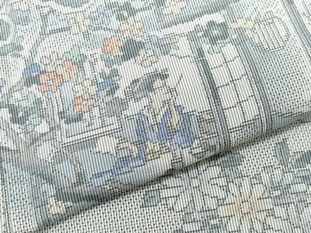 平和屋着物●本場大島紬 白大島 風景人物枝花文 正絹 逸品 CAAX0960vf