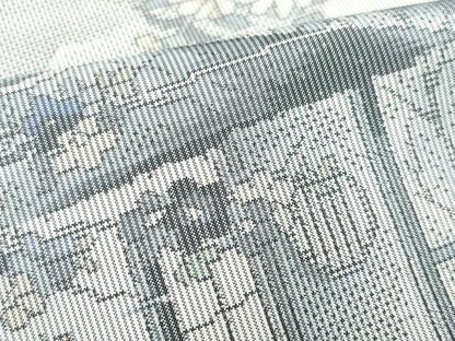 平和屋着物●本場大島紬 白大島 風景人物枝花文 正絹 逸品 CAAX0960vf