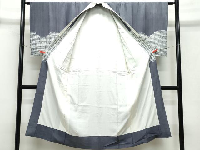 平和屋着物●男性　長襦袢　無双仕立て　紬地　絞り　霞文　正絹　逸品　CAAX0969vf