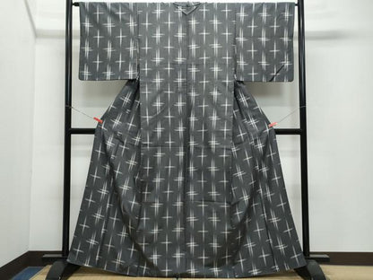 平和屋着物●上質な紬 十字絣 正絹 逸品 CAAX0972vf