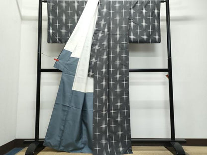 平和屋着物●上質な紬 十字絣 正絹 逸品 CAAX0972vf