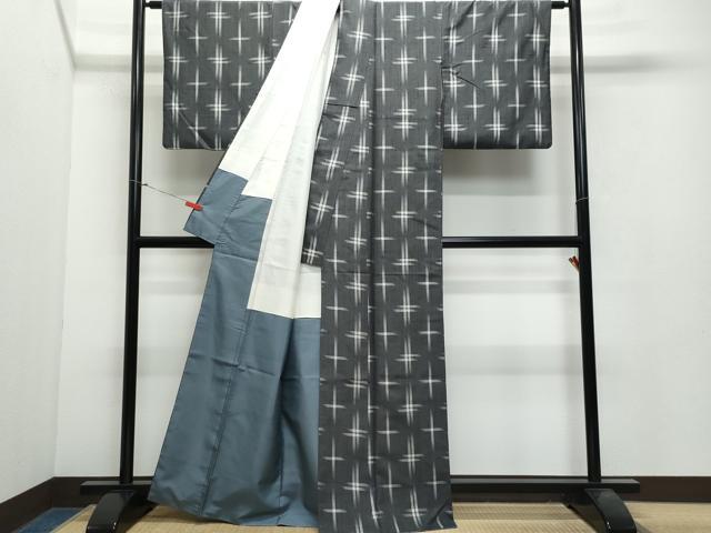 平和屋着物●上質な紬 十字絣 正絹 逸品 CAAX0972vf