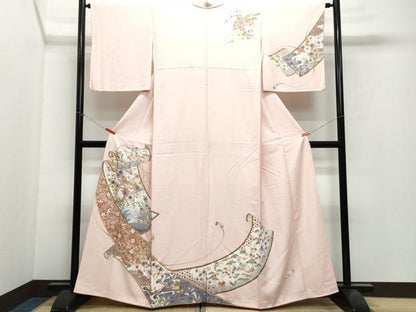 平和屋着物●訪問着 絵巻鴛鴦草花文 金彩 正絹 逸品 CAAX0978vf