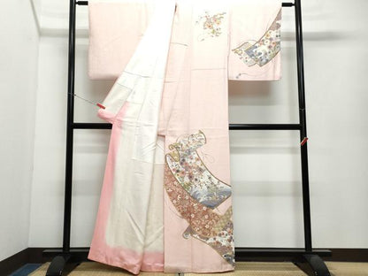 平和屋着物●訪問着 絵巻鴛鴦草花文 金彩 正絹 逸品 CAAX0978vf