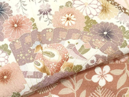 平和屋着物●訪問着 絵巻鴛鴦草花文 金彩 正絹 逸品 CAAX0978vf