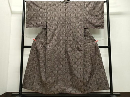 平和屋着物●本場大島紬　7マルキ　麻の葉文　正絹　逸品　CAAX0983vf