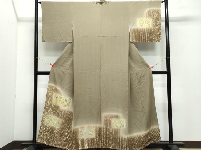 平和屋着物●訪問着 刺繍 更紗花唐草文 暈し染め 正絹 逸品 CAAX0990vf
