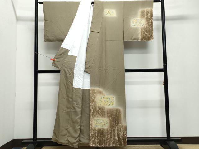 平和屋着物●訪問着 刺繍 更紗花唐草文 暈し染め 正絹 逸品 CAAX0990vf