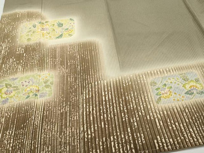 平和屋着物●訪問着 刺繍 更紗花唐草文 暈し染め 正絹 逸品 CAAX0990vf
