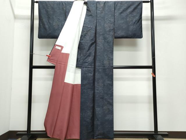 平和屋着物●本場大島紬 風景籬草花文 やまと誂製 正絹 逸品 CAAX1017vf