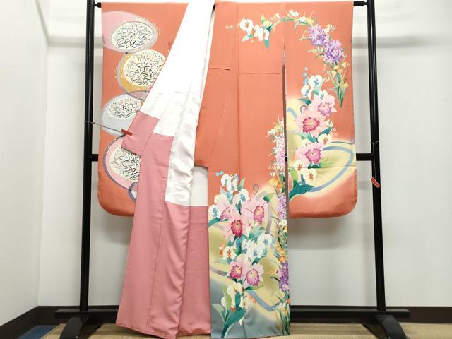 平和屋着物●豪華振袖・長襦袢セット　友禅　作家物　吉祥草花文　正絹　逸品　CAAX1025vf
