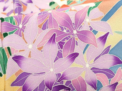 平和屋着物●豪華振袖・長襦袢セット　友禅　作家物　吉祥草花文　正絹　逸品　CAAX1025vf