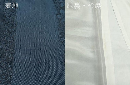 平和屋着物●上質なお召 葡萄蔦の葉文 正絹 逸品 CAAX1028vf