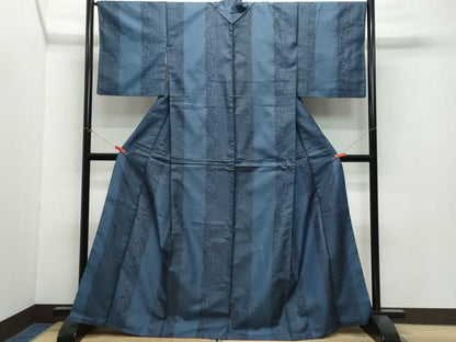 平和屋着物●上質なお召 葡萄蔦の葉文 正絹 逸品 CAAX1028vf