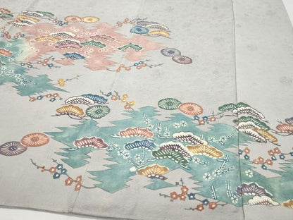 平和屋着物●豪華色留袖 型染め 松花文 正絹 逸品 CAAX1031vf