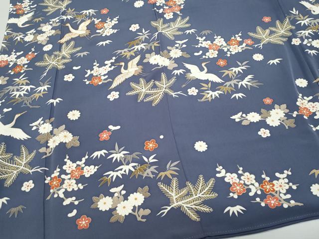平和屋着物●創業460年・千總　訪問着　駒刺繍　飛鶴草花文　金彩　松坂屋扱い　正絹　逸品　CAAX1054vf