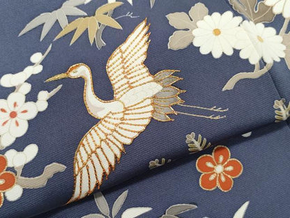 平和屋着物●創業460年・千總　訪問着　駒刺繍　飛鶴草花文　金彩　松坂屋扱い　正絹　逸品　CAAX1054vf