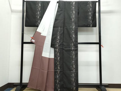 平和屋着物●本場大島紬 9マルキ 泥染め 枝花文 松永テツ子作 やまと誂製 証紙付き 正絹 逸品 CAAX1068vf