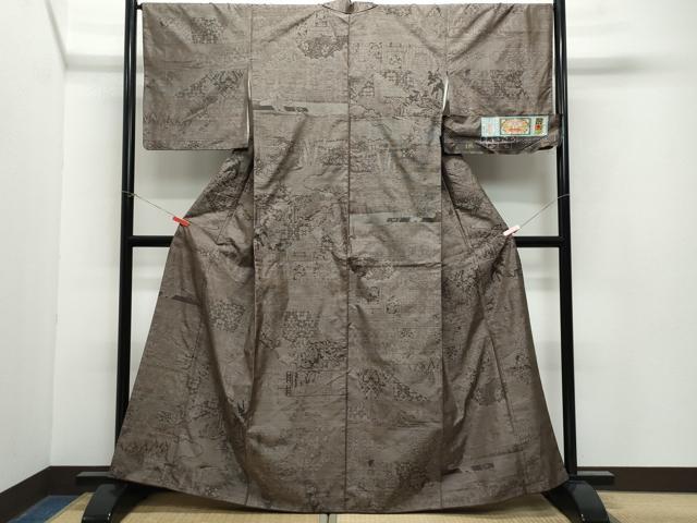 平和屋着物●本場大島紬　白大島　7マルキ　吉祥花文　えいこう謹製　証紙付き　正絹　逸品　CAAX1071vf