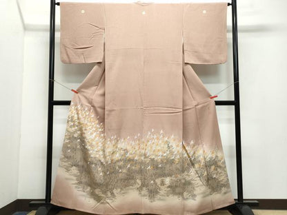 平和屋着物●日本画家 水嶋征夫 色留袖 飛鶴文 金銀彩 正絹 逸品 CAAX1088vf