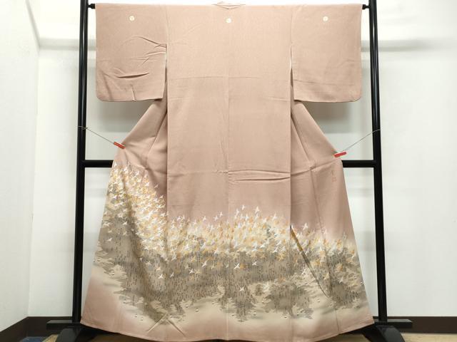 平和屋着物●日本画家 水嶋征夫 色留袖 飛鶴文 金銀彩 正絹 逸品 CAAX1088vf