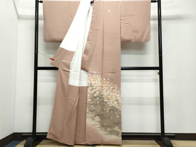 平和屋着物●日本画家 水嶋征夫 色留袖 飛鶴文 金銀彩 正絹 逸品 CAAX1088vf