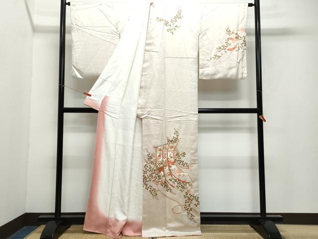 平和屋着物●訪問着 駒刺繍 几帳草花丸文 金彩 正絹 逸品 CAAX1091vf