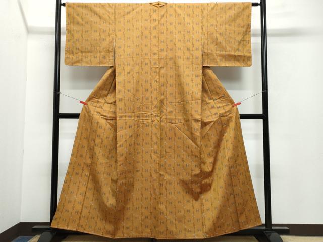 平和屋着物●上質な紬 絣文様 正絹 逸品 CAAX1094vf