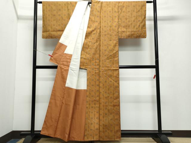 平和屋着物●上質な紬 絣文様 正絹 逸品 CAAX1094vf