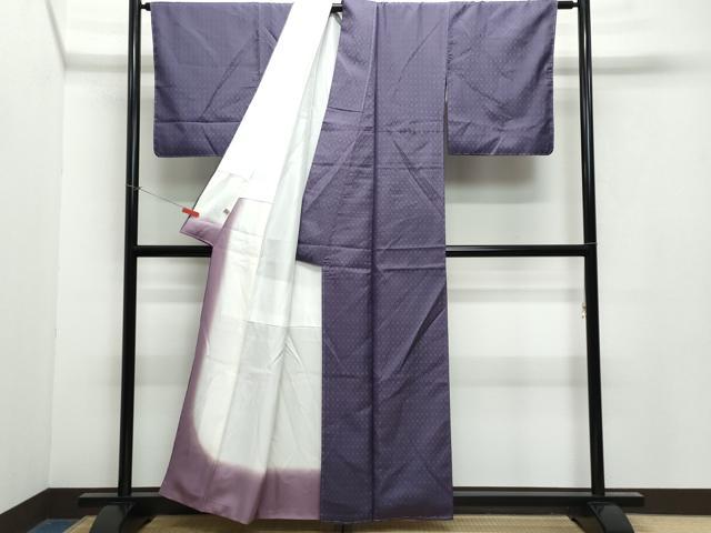 平和屋着物●上質な紬　花織　滅紫色　まるやま扱い　正絹　逸品　CAAX1097vf